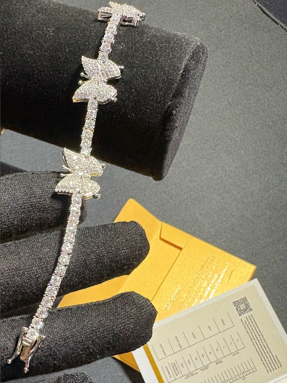 925 Sterling Silver Moissanite Butterfly Tennis Bracelet